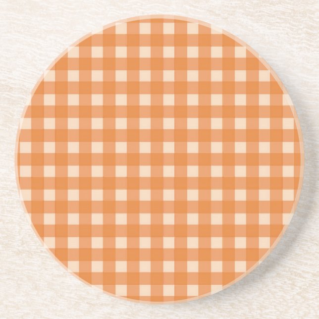 orange colour country plaids coaster (Front)