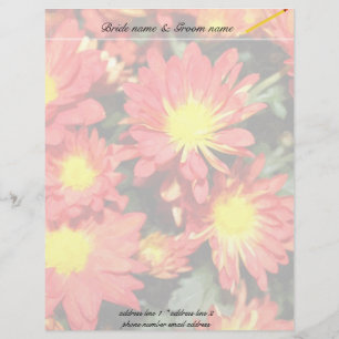 Orange colour daisy flowers. Wedding Letterhead