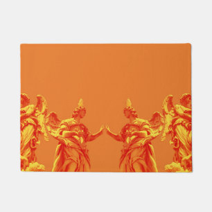Orange colour digital art with sculptures doormat
