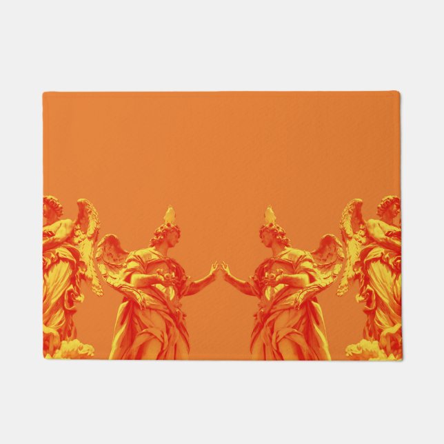 Orange colour digital art with sculptures doormat (Front)