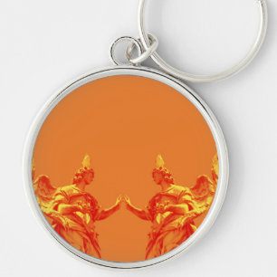 Orange colour digital art with sculptures keychain