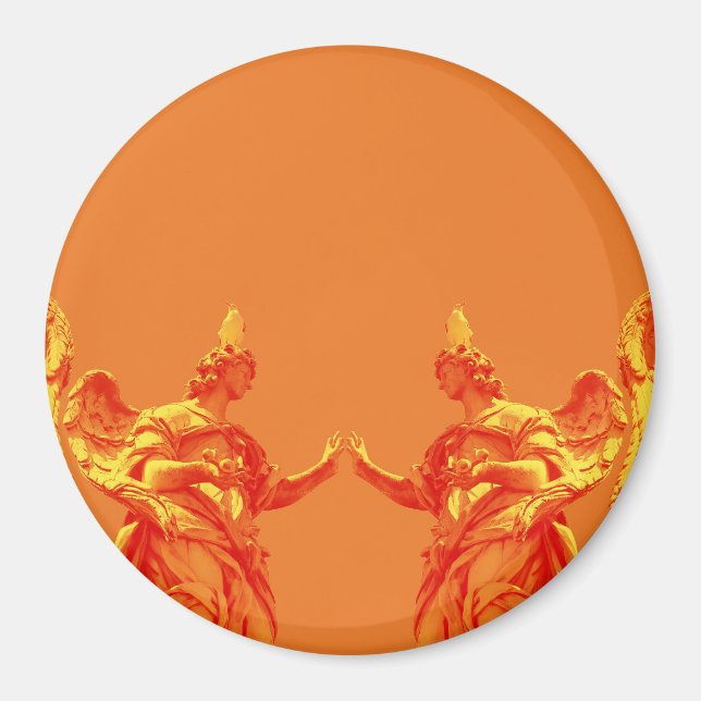 Orange colour digital art with sculptures magnet (Front)