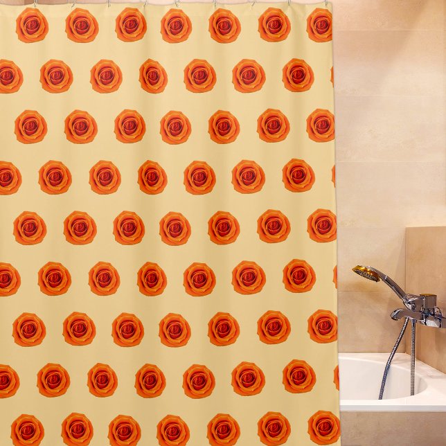 Orange Colour Rose Flower Seamless Pattern on (Orange color Rose flower seamless pattern on shower curtain)