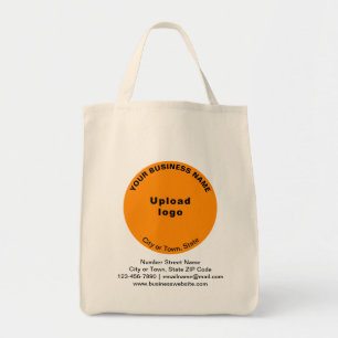 Orange Colour Round Shape Business Brand on Grocer Tote Bag
