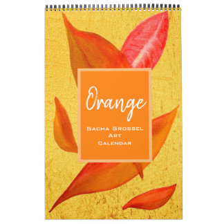 Orange colour watercolor art calendar Sacha Grosse