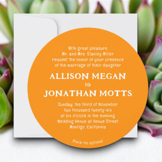 Orange Colourful Contemporary Wedding Invitation