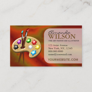 Orange Colourful Fine Artist Art Store Art Teacher Business Card