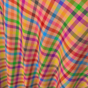 Orange Colourful Gingham Plaid Pattern Fabric