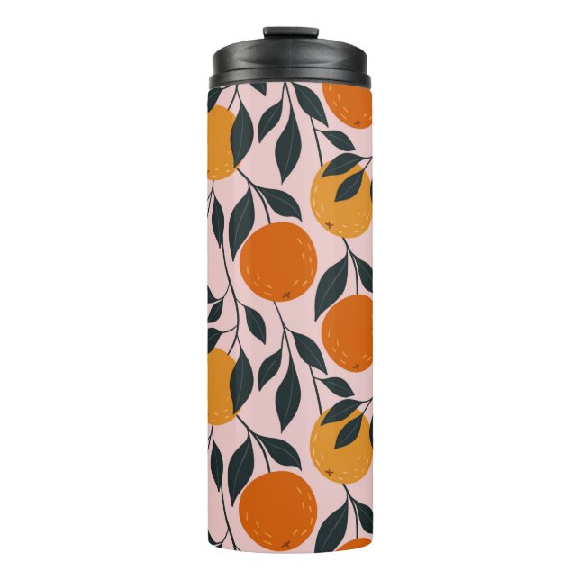 Orange colourful seamless pattern. orange pattern. thermal tumbler (Front)