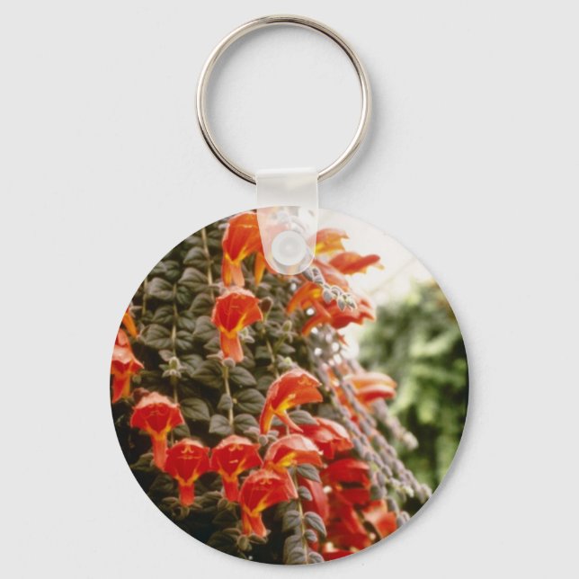 Orange Columnea Gloriosa Goldfish Plant flowers Keychain (Front)