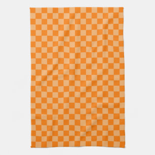 Orange Combination Chequerboard by Shirley Taylor Kitchen Towel