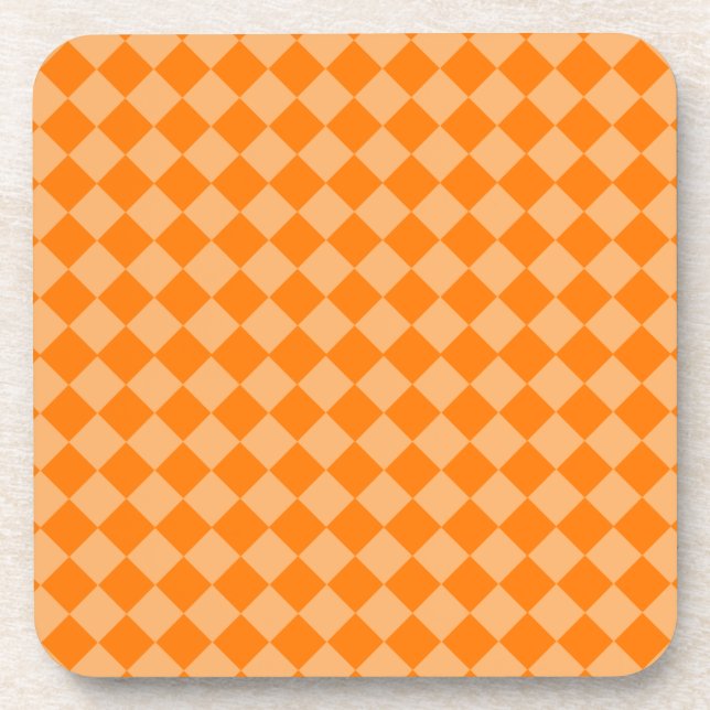 Orange Combination Diamond Pattern by STaylor Coaster (Front)