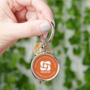 Orange Company Logo Custom Business Keychain
