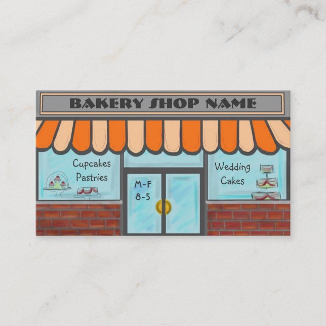 Orange completely customizable bakery shop cards (Front)