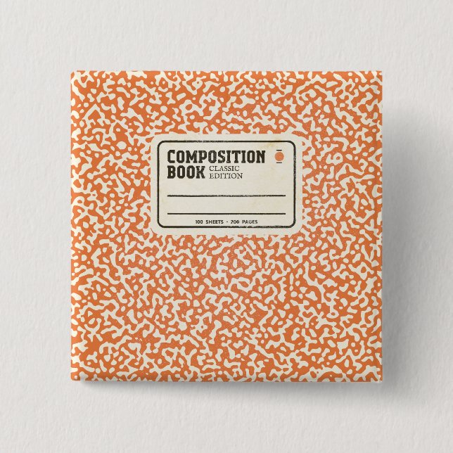 Orange Composition Notebook 2 Inch Square Button (Front)