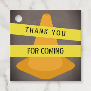 Orange Cone Caution Tape Construction Birthday Favour Tags
