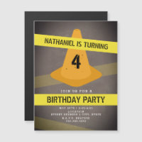 Orange Cone Caution Tape Construction Birthday