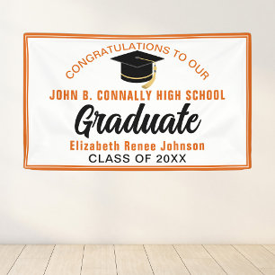 Orange Congratulations Graduate Customized Party Banner