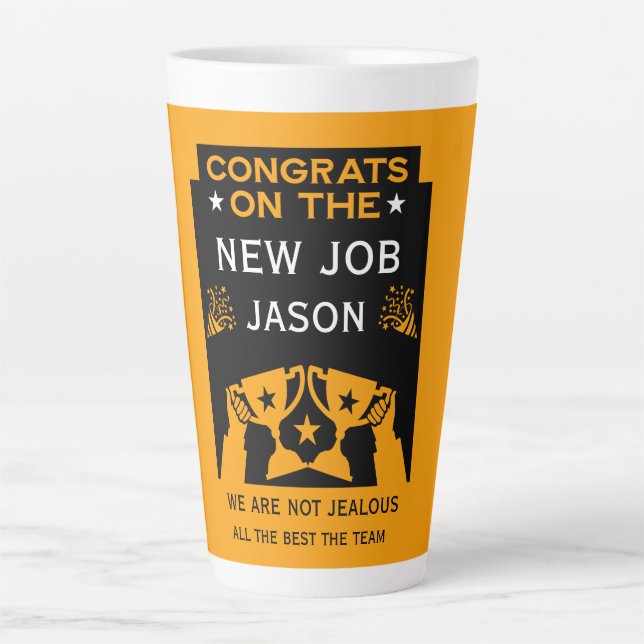 Orange Congratulations On The New Job Latte Mug (Front)