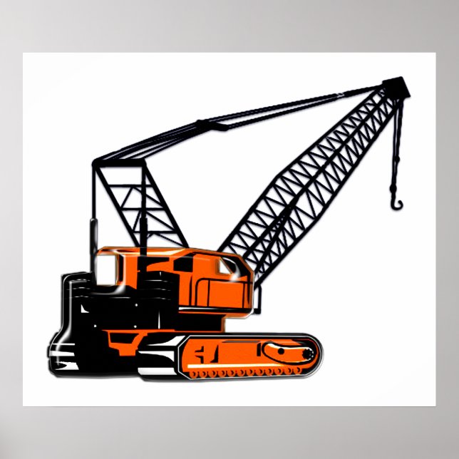 Orange Construction Crane Poster (Front)