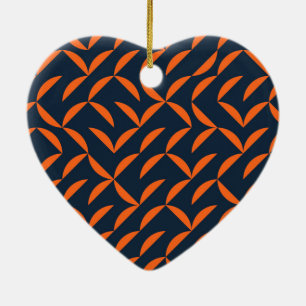Orange, cool, modern, trendy wavy illustration ceramic ornament