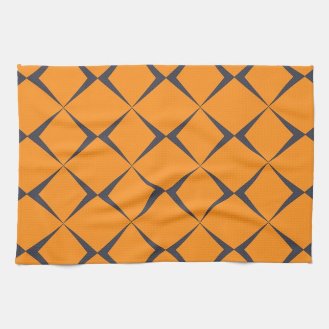 Orange, cool, simple, trendy, chevron shapes kitchen towel (Horizontal)