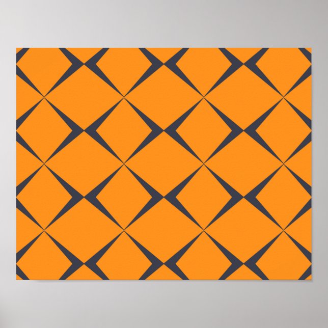 Orange, cool, simple, trendy, chevron shapes poster (Front)