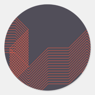 Orange cool  simple trendy decorative illustration classic round sticker
