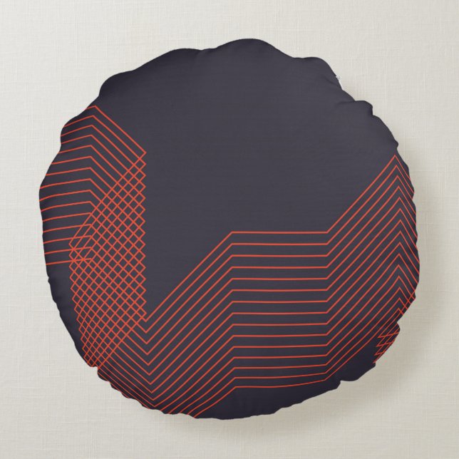 Orange cool  simple trendy decorative illustration round pillow (Back)