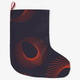 Orange, cool, trendy, geometric eye abstraction large christmas stocking