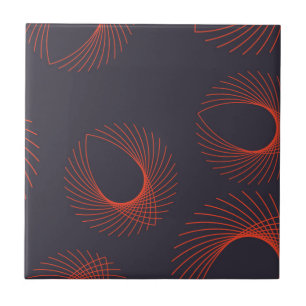 Orange, cool, trendy, geometric eye abstraction tile