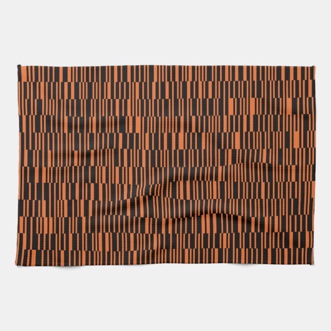 Orange, cool, trendy, modern geometric graphic art kitchen towel (Horizontal)