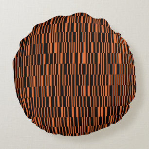 Orange, cool, trendy, modern geometric graphic art round pillow