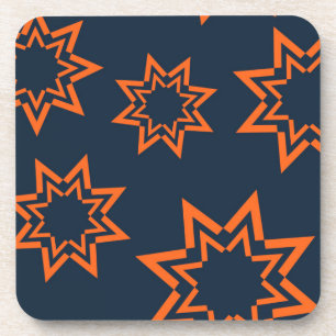 Orange, cool, trendy, playful star shape pattern coaster