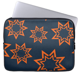 Orange, cool, trendy, playful star shape pattern laptop sleeve
