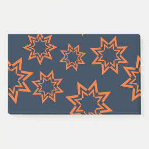 Orange, cool, trendy, playful star shape pattern post-it notes