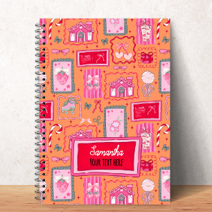 Orange Coquette aesthetic girly whimsical pattern Notebook