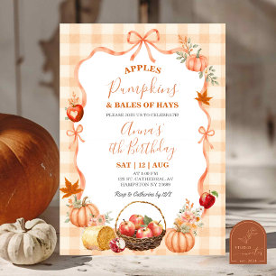 Orange Coquette Bow Cottage Birthday  Invitation