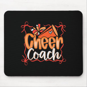 Orange Coquette Pom Poms Bow Cheer Coach Dad Cheer Mouse Pad