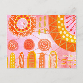 Orange Coral Abstract Postcard