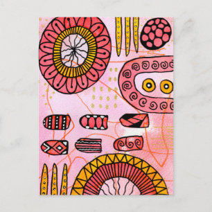 Orange Coral Abstract Postcard