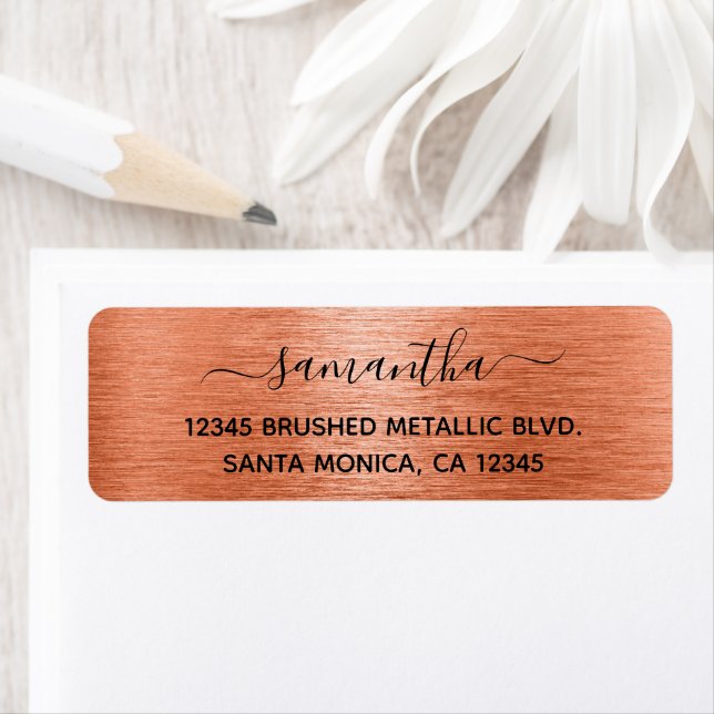 Orange Coral Brushed Metallic Elegant Name (Insitu)