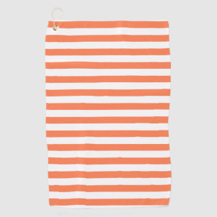 Orange Coral Colour Stripes Vacation Summer Pastel Golf Towel