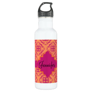 Orange Coral & Magenta Arabesque Moroccan Graphic 710 Ml Water Bottle