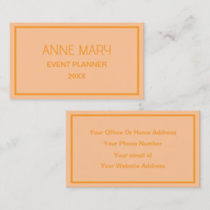 Orange Coral Peach Custom Colour Wedding Simple Business Card