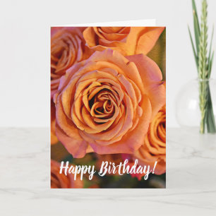 Orange Coral Roses Birthday Card