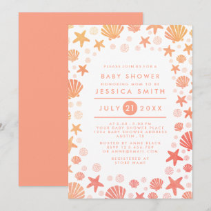 Orange-Coral Sea Thèmes Baby shower Invitation