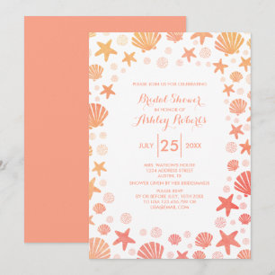 Orange-Coral Sea Things Bridal Shower Invitation