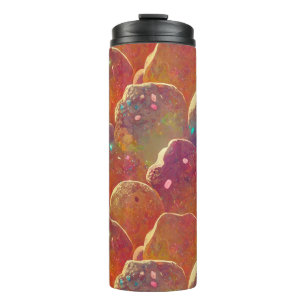 Orange Cosmic Cloud Repeating Pattern Thermal Tumbler