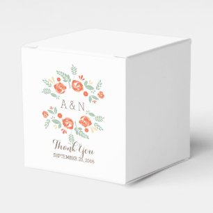 Orange Country Floral Monogram Favour Boxes